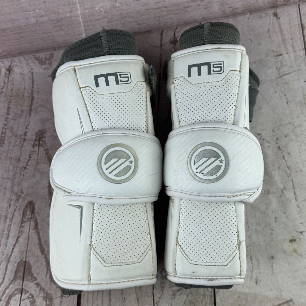 Maverik M5 Lacrosse Arm Pads Guards White Size Large Adult Men Pair LAX